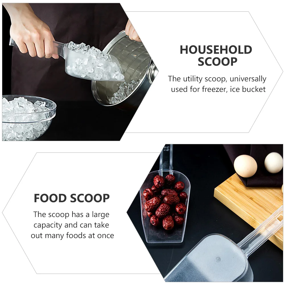 

6Pcs Kitchen Ice Scoop Plastic Food Scoops Multi-Purpose Ergonomic Design for Rice Flour Pet Food Transparent Ice Shovel