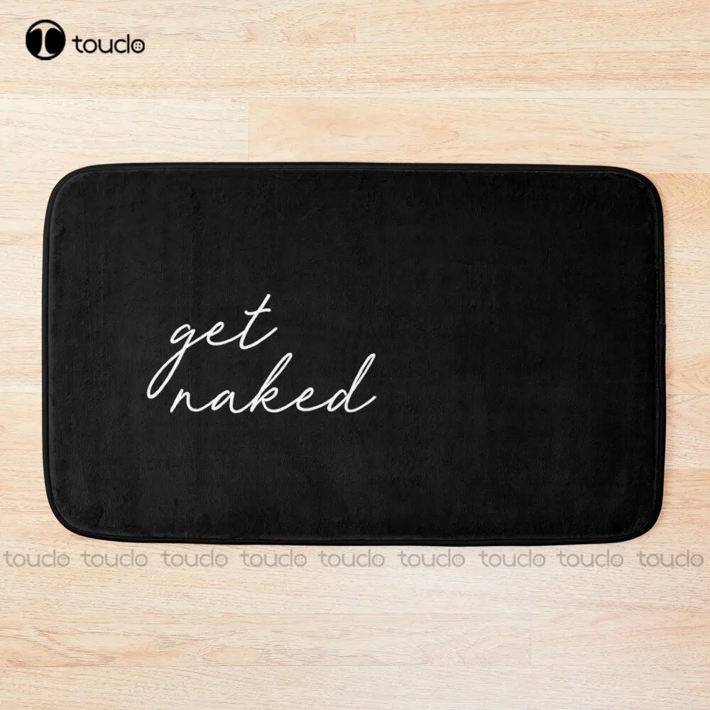 Get Naked, Black And White Bath Mat Funny Bathrugs