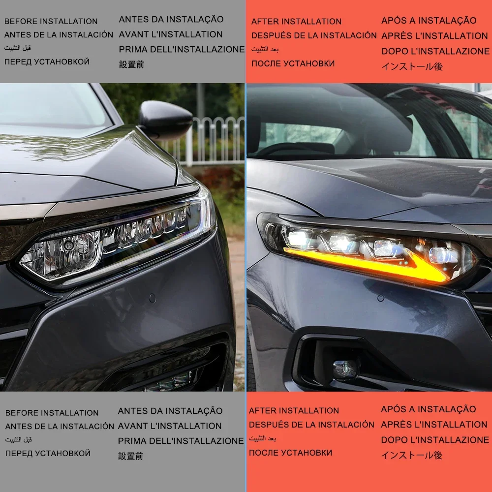 Car Lights for Accord 10th 10.5th 2018-2022 LED Auto Headlight Assembly Upgrade Newest ES Design Dynamic Lamp Tool Accessories