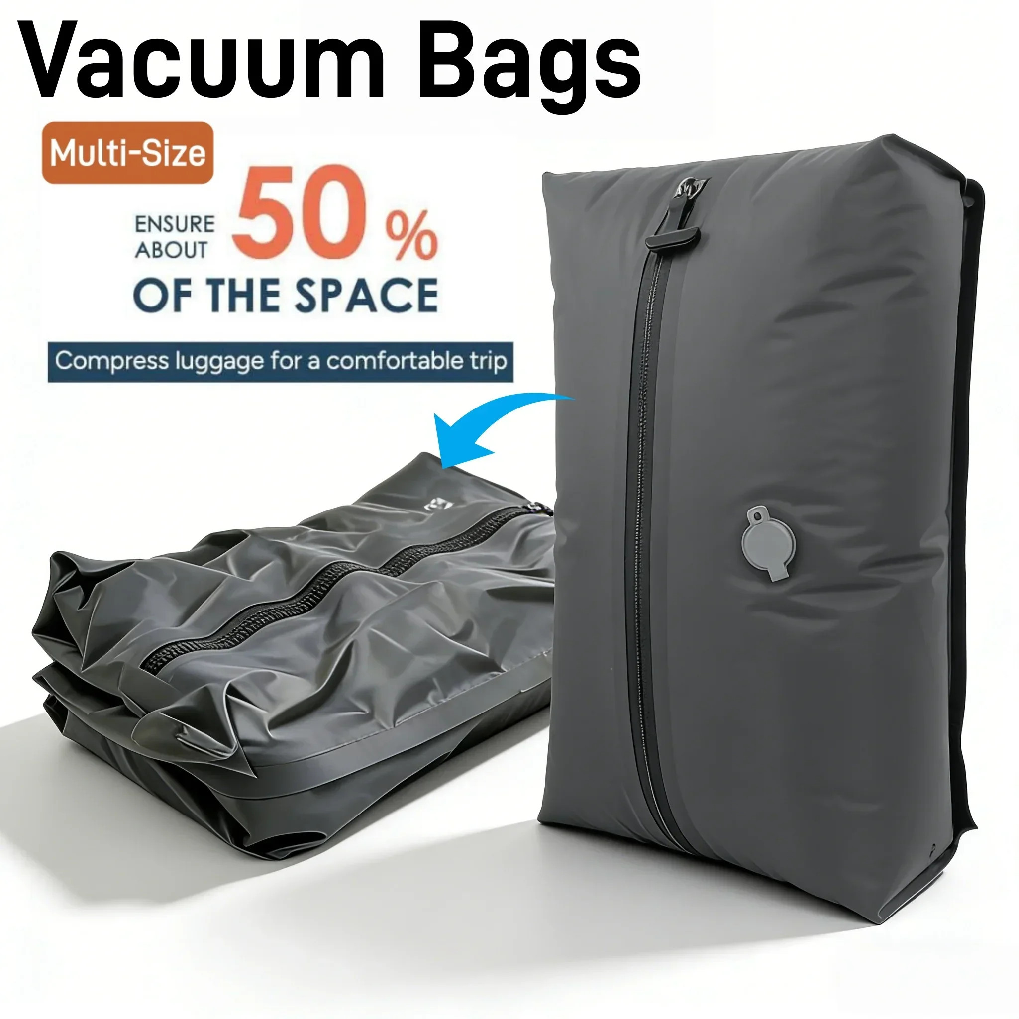 TPU Vacuum Storage Bags 9L-41L, IP67 Waterproof Compression Bags Clothes, Space Saver Packing Cubes Travel Organizer Set