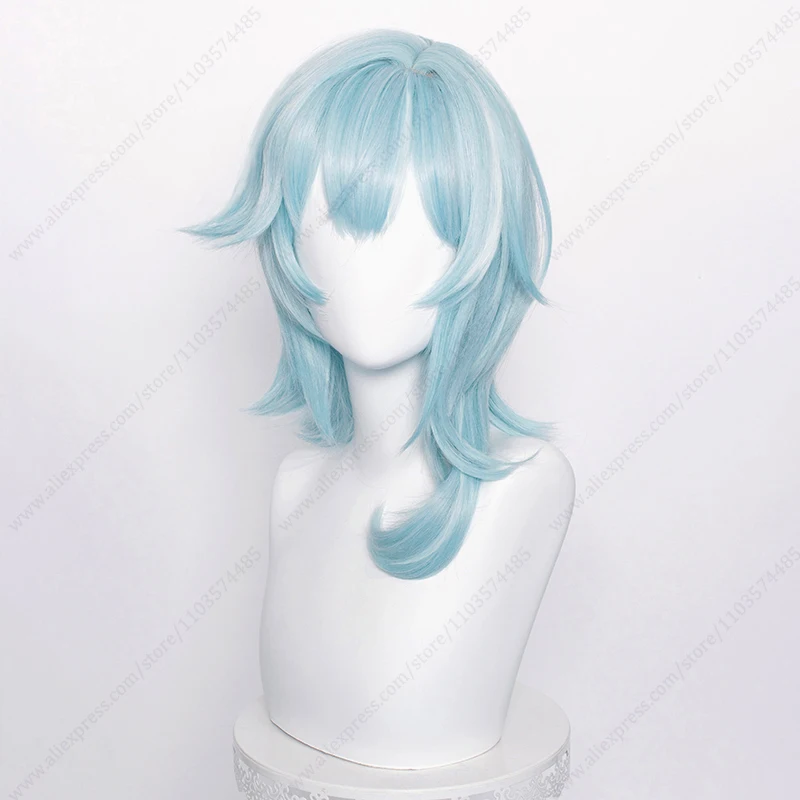 Eula Cosplay Wig 48cm Long Mixed Color Hair Heat Resistant Synthetic Wigs
