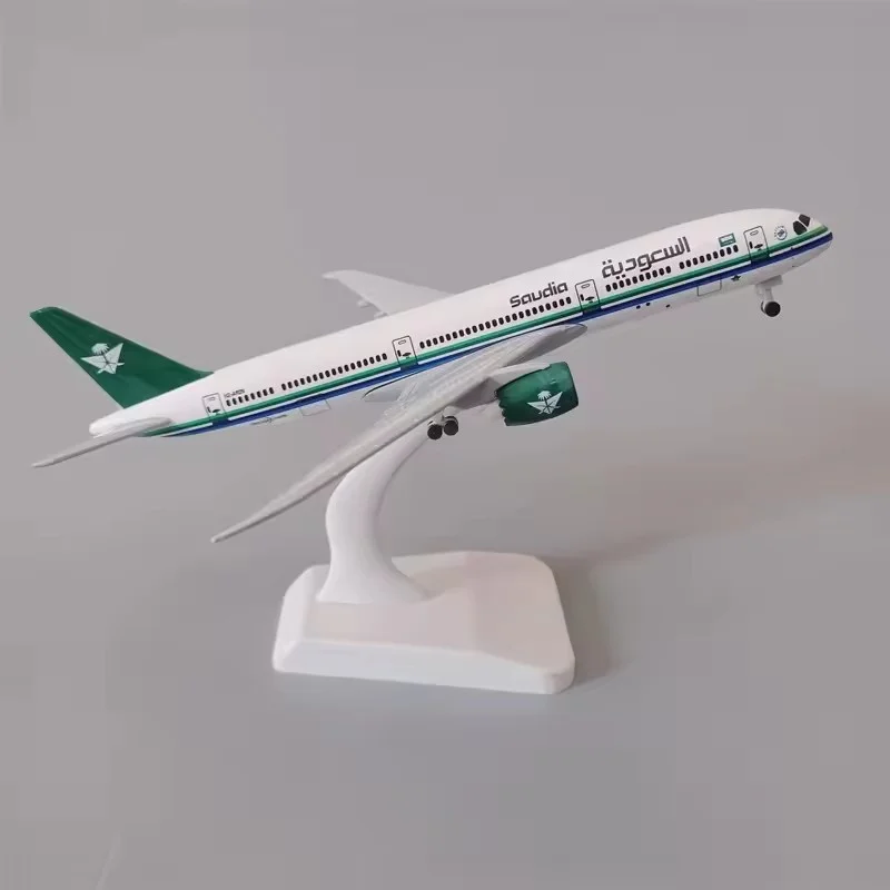 20CM SAUDI Airline Airplane Model Toy 787 B787 Aircraft Plastic Metal  Replica Plane Model Collection toys aircraft for children