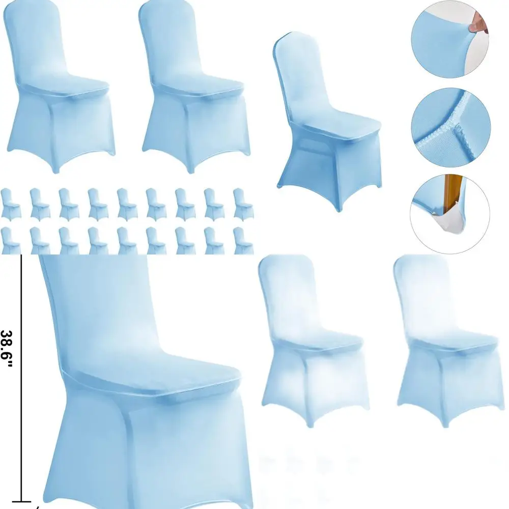 

20-Piece Spandex Chair Covers for Weddings and Banquets - Blue Mist (20)