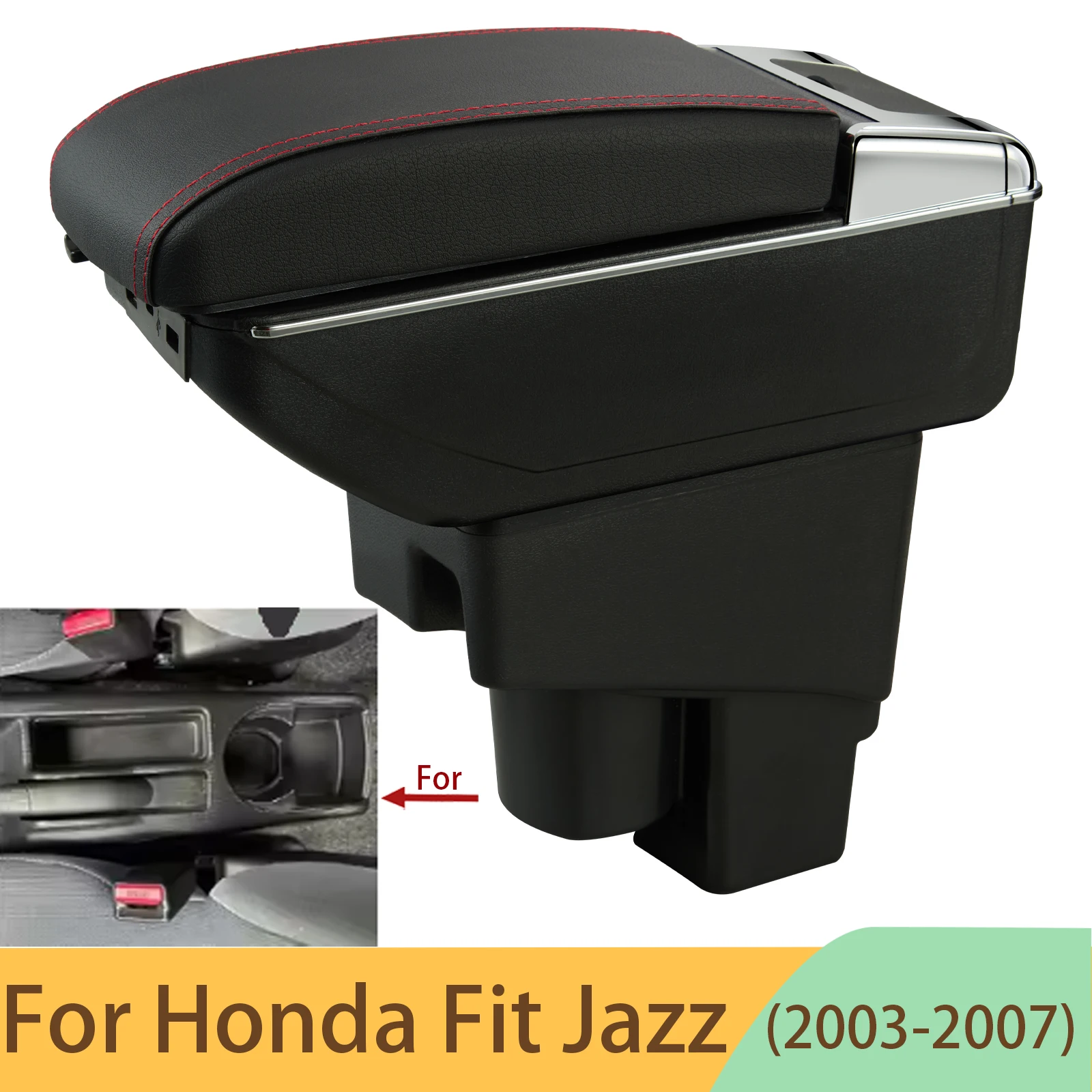 For Honda Jazz Armrest Box for Honda Fit Jazz 1 Car Armrest 2003-2007 Arm Storage Box Car Accessories 2003 2004 2005 2006 2007