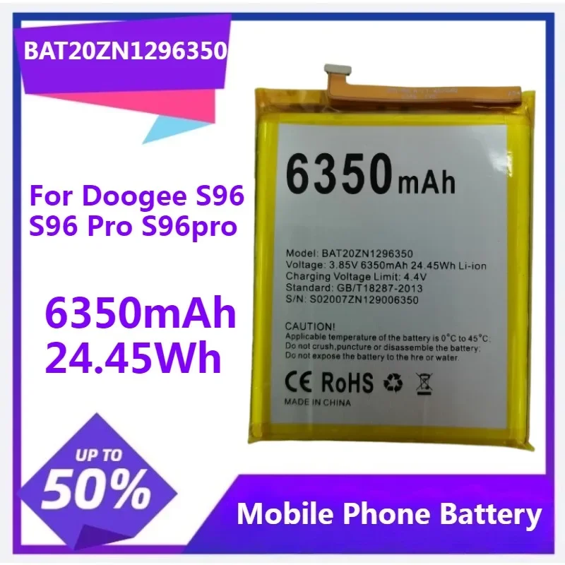 BAT20ZN1296350 Replacement Battery for Doogee S96 S96 Pro S96pro 6350mAh 24.45Wh Mobile Phone Battery