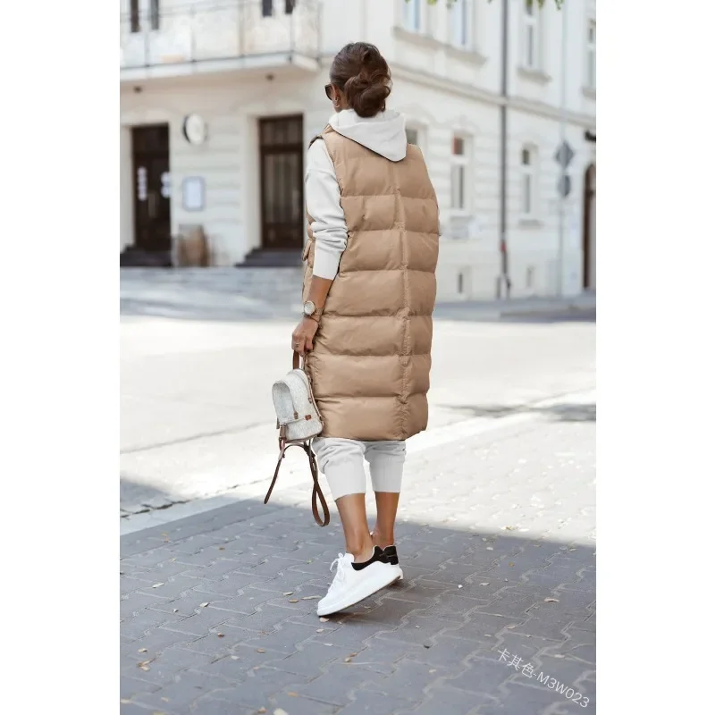 Elegant Winter Vest Coat Women Hooded Warm Winter Jacket Long Vest Parka Sleeveless Outwear Waistcoat Y2K Chic Clothes