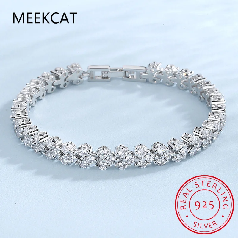 

Real Moissanite Tennis Bracelet for Women 1.5mm D Color Lab Diamond VVS1 S925 Sterling Silver Wedding Jewelry Pulseiras De Prata