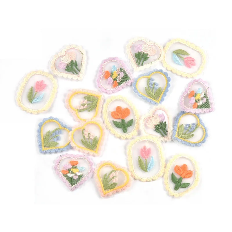 10pcs 4-4.9cm Creative Frame Flower Lace Edge Patch Embroidered Sewing Clothes Appliques Accessories DIY Craft Handmade Material