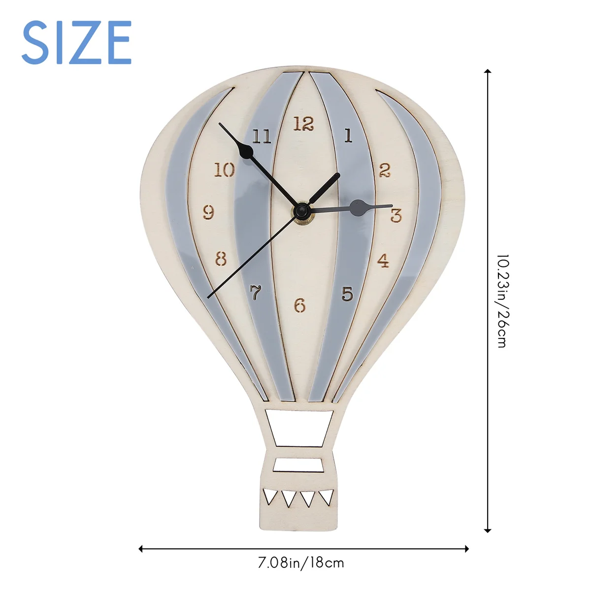 Nordic Style Children Cartoon Hot Air Balloon Clock Mute Clock Room Wall Clock Unique Gifts Home Decorations Gray