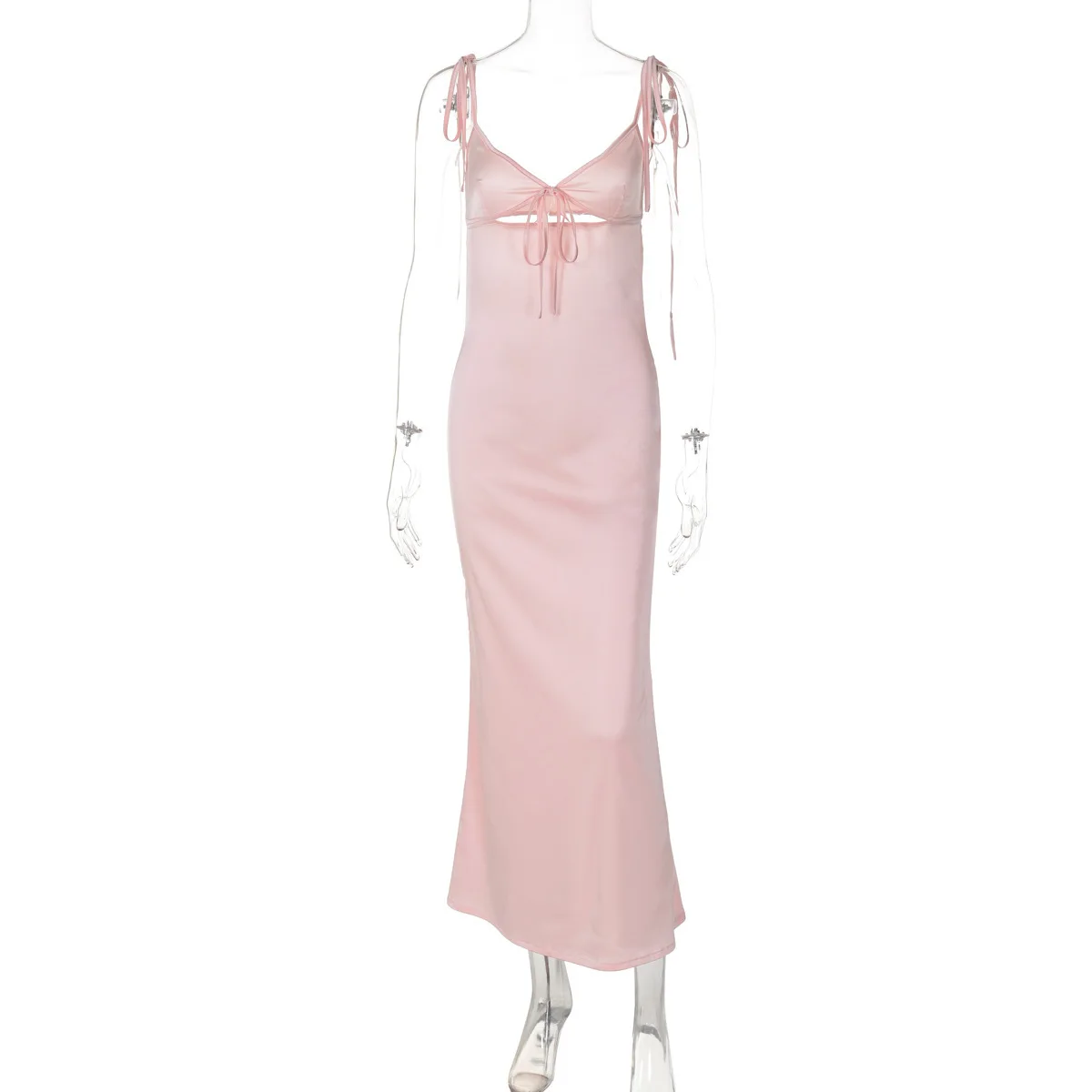 Backless Lace Up Spaghetti Straps Cut Out Midi Dress Women Club Holiday Evening Party Dresses Y2K Clothes Drop Shipping