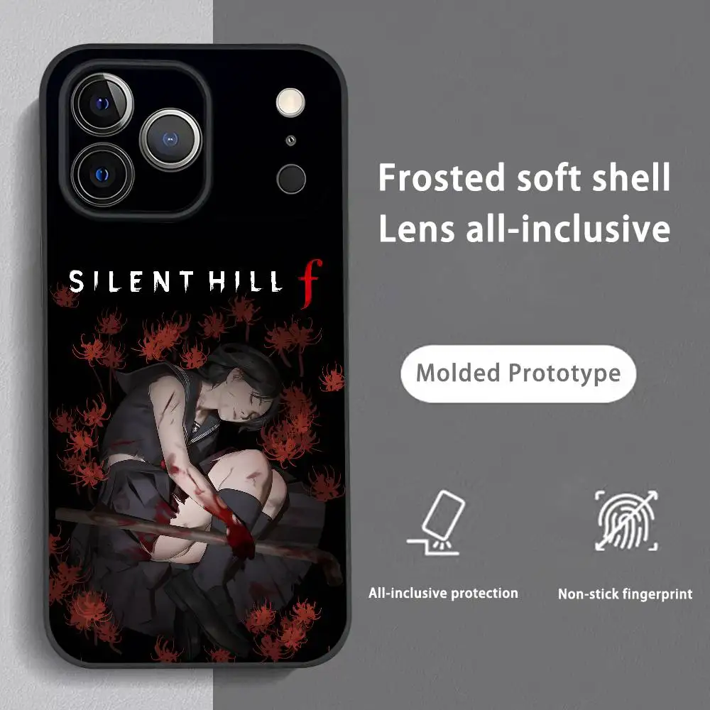 Video Game S-Silent Hill F Phone Case For IPhone 17 16 15 14 13 12 11 Pro Max Plus Mini Black Frosted Soft Shell Funda
