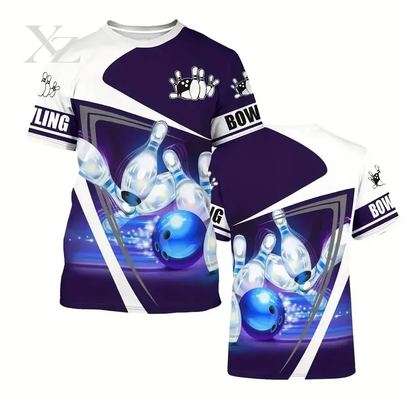 Premium 3D Print Bowling Club T-Shirt For 2025 Funny Y2K Summer Short Sleeve Tee Men & Women, Durable Casual Sport Top