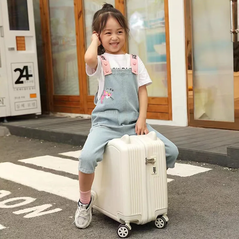 Children's suitcase Girl 12 year old boy baby can ride travel trolley luggage box 16/18 inch carry-on walking baby password case