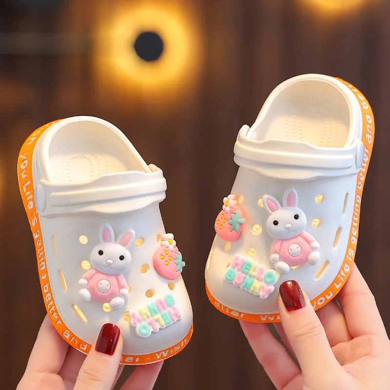 Summer New Children\'s Shoes Cold Slippers Indoor Non -slip and Soft Bottom Comfort Cute Baby Hole Shoes Boys Girls Home Slippers