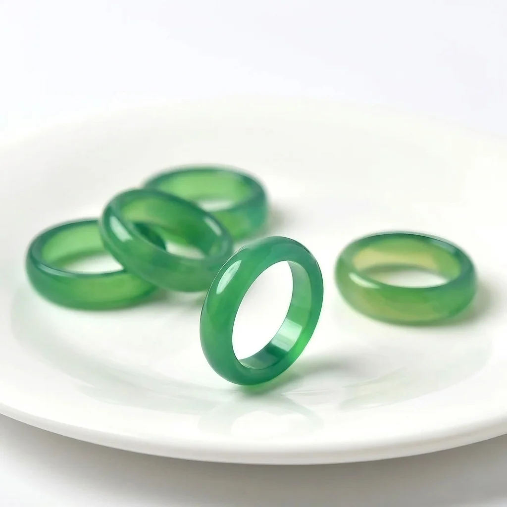 6mm Colorful Natural Agate Gemstone Rings for Women White Green Black Chalcedony Band Ring Lucky Fengshui Jade Jewelry Size 6-9 view 2