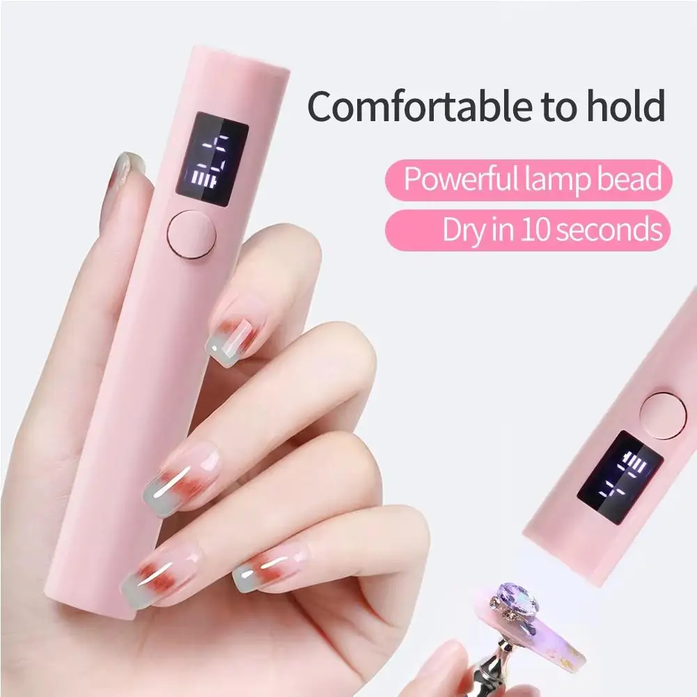 Mini secador de unhas uv lâmpada led com display led para unha gel polonês cura secagem recarregável portátil manicure luz uv drye t8n1