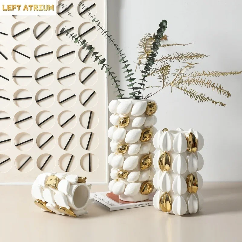 Ceramic Vase Gold Creative Fruit Shape Cartoon Lemon Carambola Ceramic Handicraft Flower Vase Home Decoration Accessories