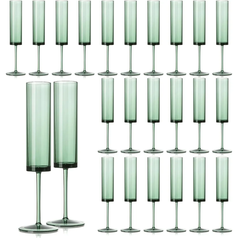 

Set of 24 Dark Green Acrylic Champagne Glasses for Sparkling Wine and Wedding Celebrations