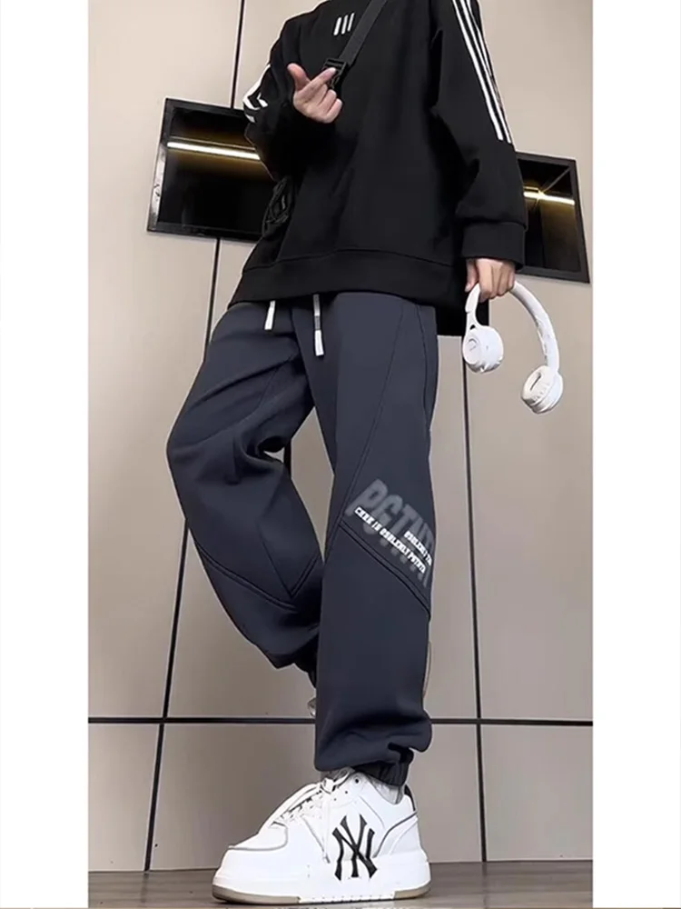 

Мужские повседневные брюки в американском стиле, весенне-летние, модные, брендовые, свободного кроя, больших размеров, спортивные штаны для подростков