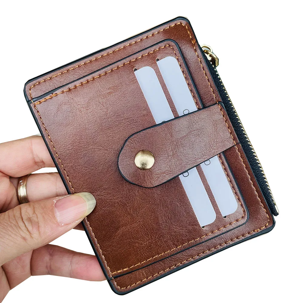 Men  credit  card holder Pu Leather Wallet Zipper Coin Pocket Card Case Purse credit  card holder for men and women