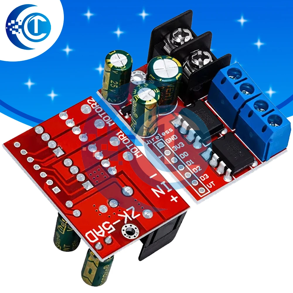 Двойной модуль драйвера двигателя постоянного тока (двойной Super L298N): H-Bridge 5A 3V-14V — управление скоростью ШИМ, реверсивное напряжение, готовый к радиоуправлению