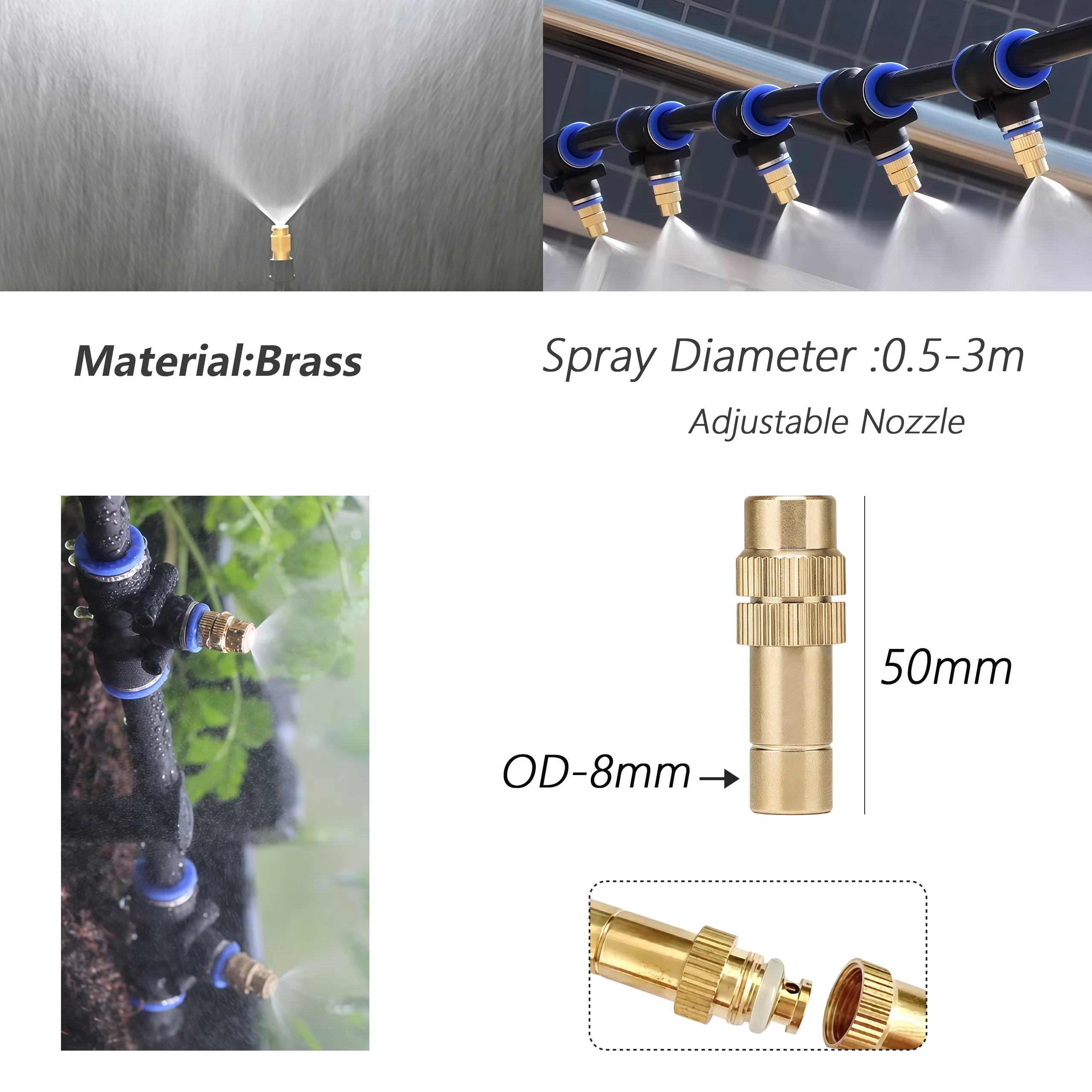 Greenhouse Garden Lawn 8mm PE Hose Brass Nozzle Automatic Mist Watering 110-220V Power Supply Self-priming Pump Timing Spray Kit