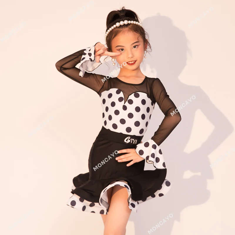 Cha Cha Rumba Tango Latin Dance Dress Girls Kids Samba Salsa Dance Clothes Child Training Competition Ballroom Dance Dresses