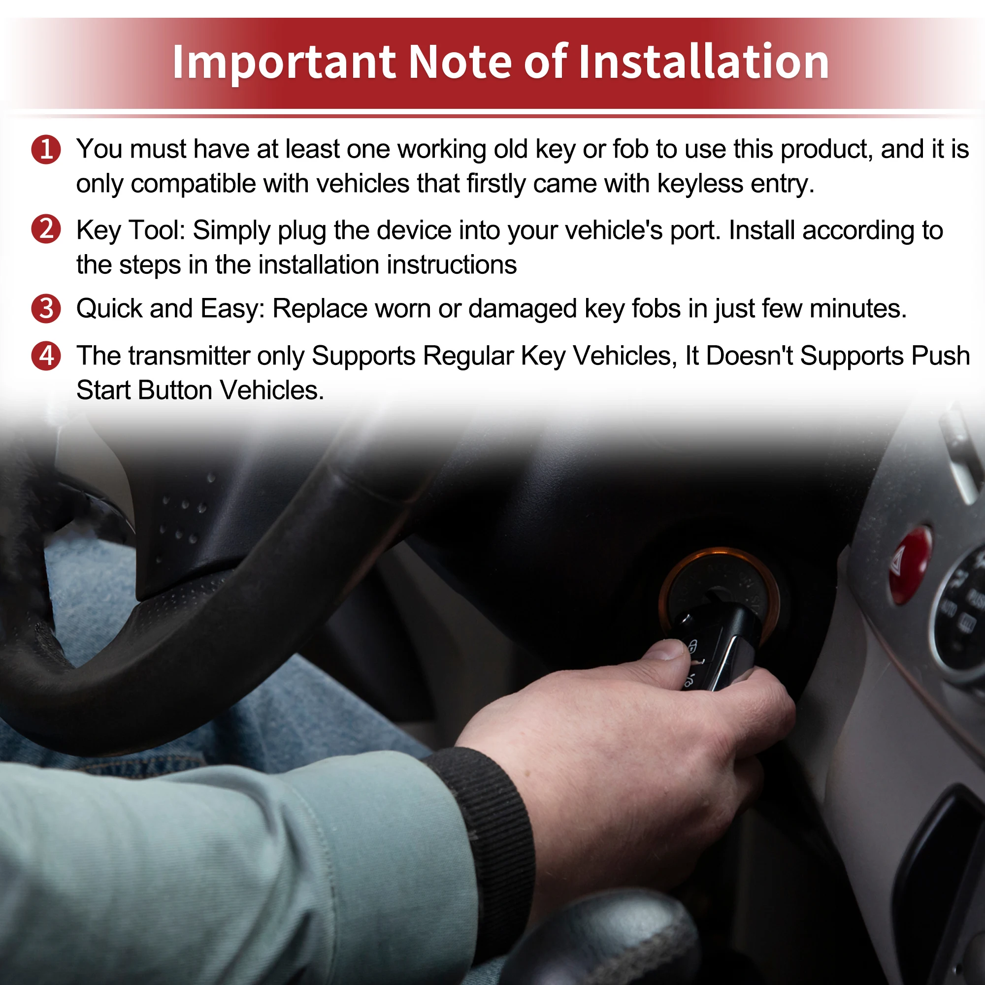 X Autohaux GQ453T Keyless Entry Remote Key Fob DIY Tool for Ram 1500 3500 13-17