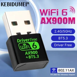 Adaptateur USB WiFi 6 Bluetooth 5.3, dongle 2 en 1, bande touristes, 2.4G et 5GHz, récepteur Wlan sans fil, coupon VER gratuit, AX900