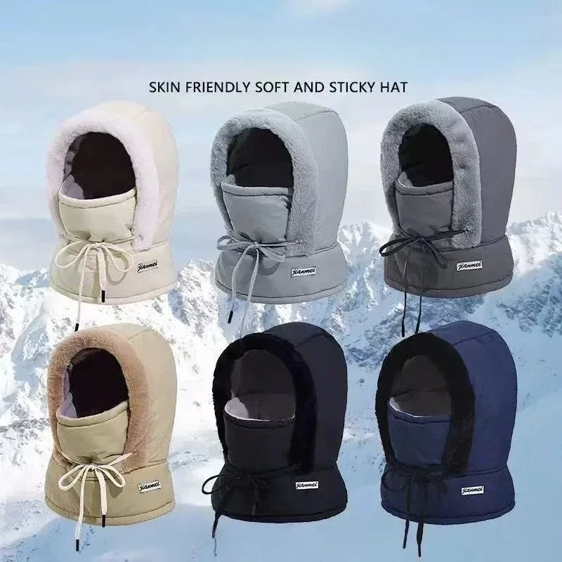 2025 Winter Thick Warm Cap Outdoor Riding Windproof Cold Cap Neck Hat Can Wear Helmet for Both Men and Women