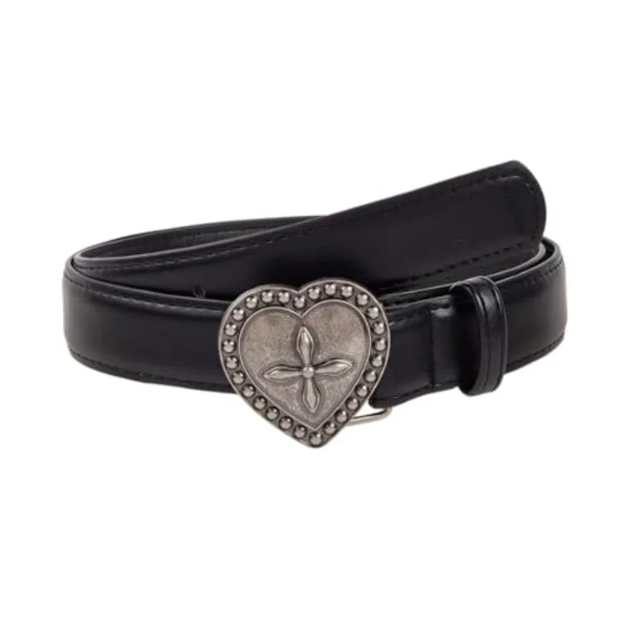

Y2k Studded Heart-shaped Pattern Belt, Punk Rock Grunge EMO Leather Belt for Women Men, Hip Hop Y2k Accessories