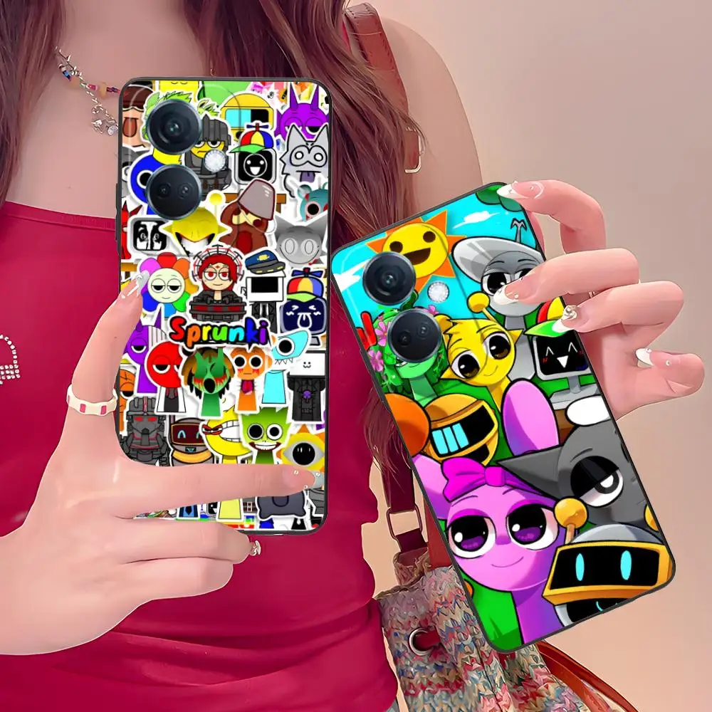 Sprunki الموسيقى المحمول قضية الهاتف الخليوي ل ممن لهم رينو 14 13 12 11 10 9 8 7 6 5 F T Pro 5G غطاء الطباعة الملونة غطاء فاخر