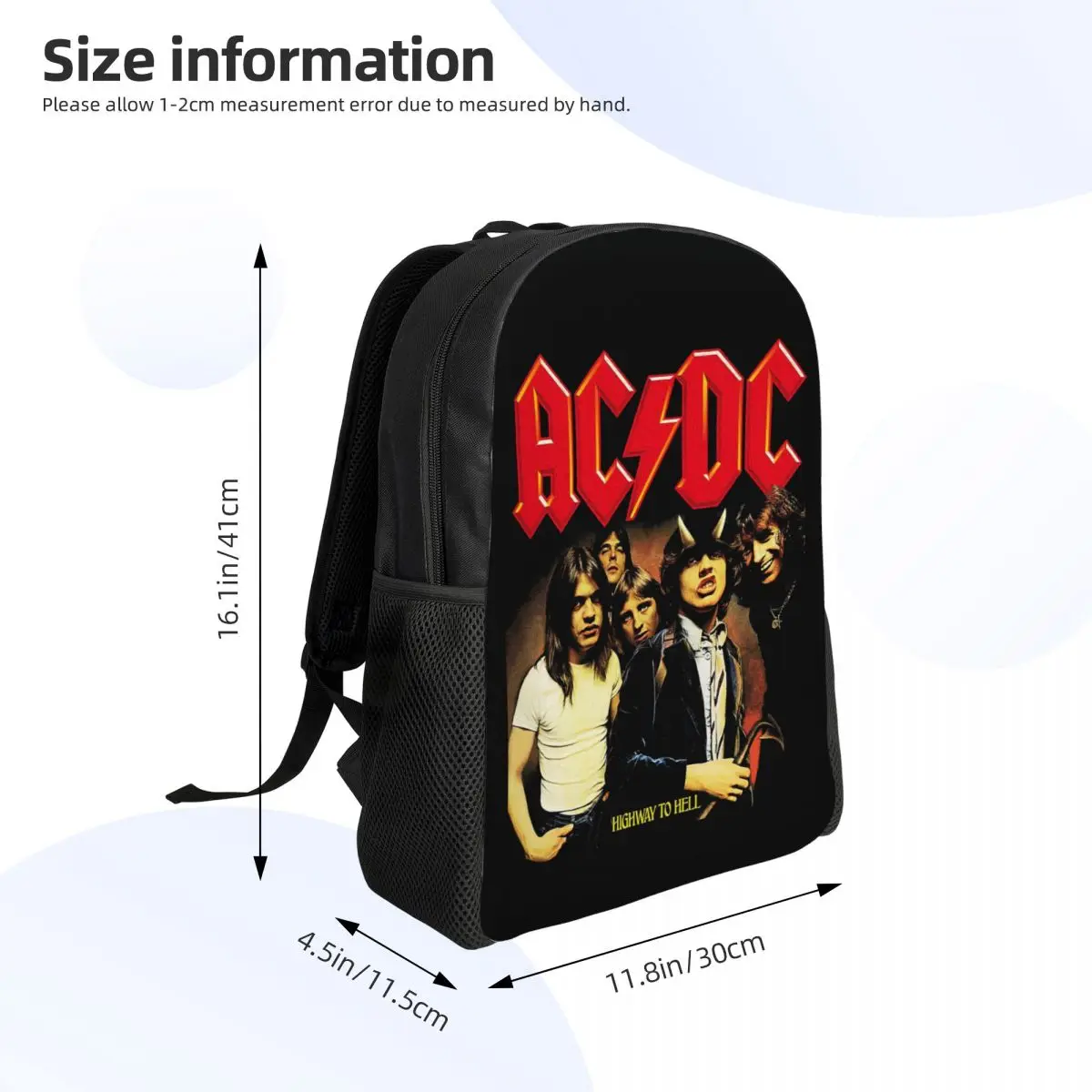 Vintage Rock AC DC Travel Backpack Women Men School Laptop Bookbag Heavy Metal Music Band College Student Daypack Bags