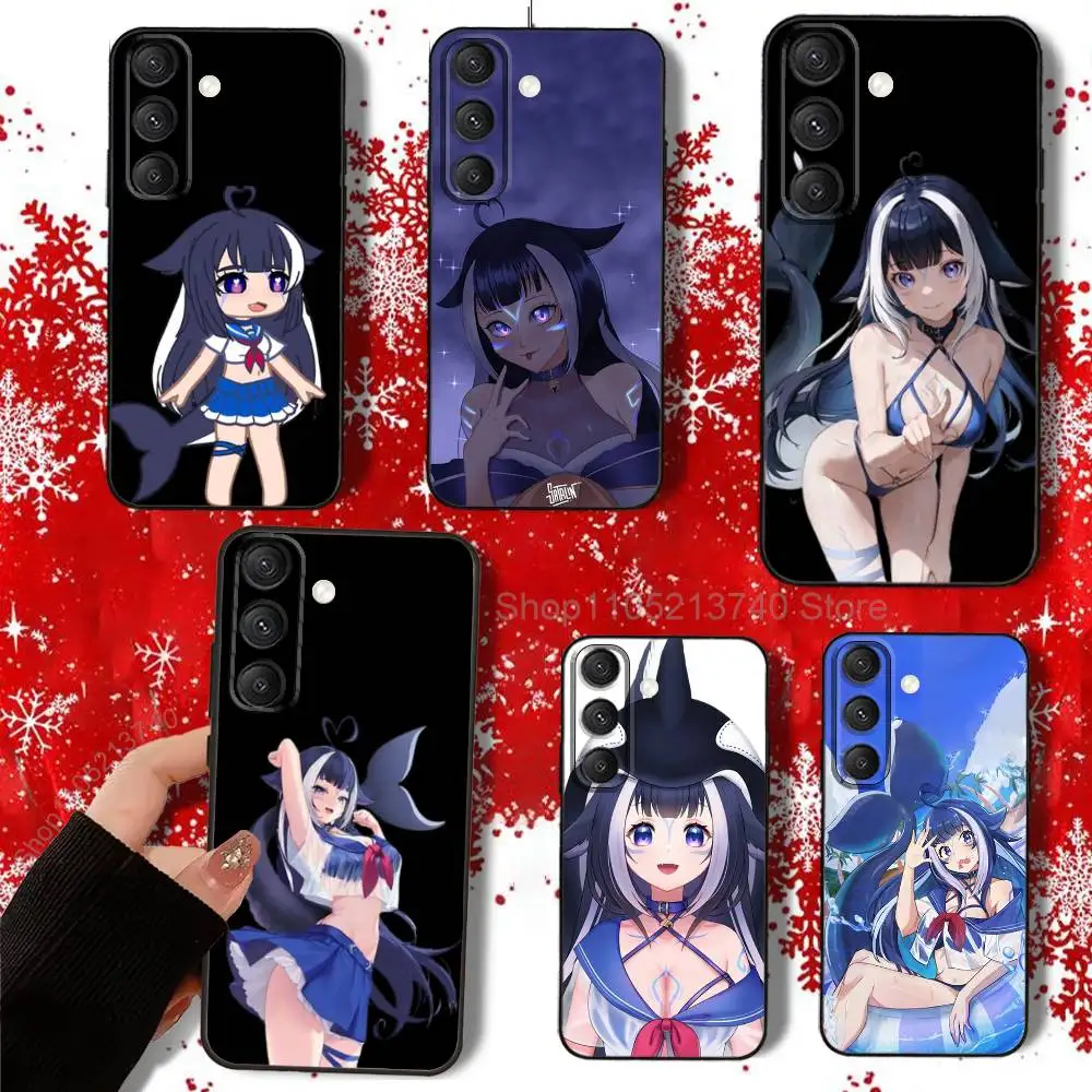 Etui na telefon z nadrukiem na całej powierzchni H-hylily V-Vshojo Vtuber-ES, czarne, do Samsunga S22, S24, S25, S23, S20, S30, S21, Ultra, 4G, Plus, 5G, Fe, Lite