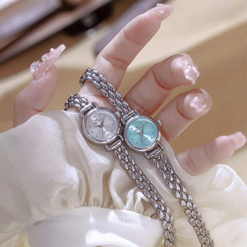 BS ビーシスター 新しいライト高級シンプルなレトロなスモールチェーン腕時計女性のファッションカジュアル日常着女性の腕時計ゴールド