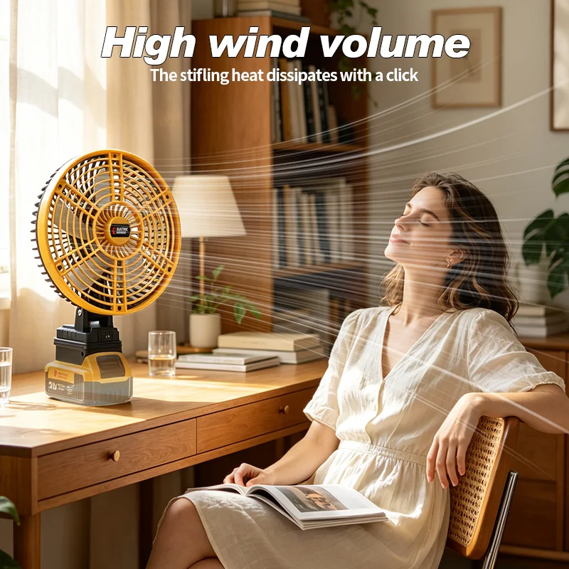 8Inch Desk Fan 180° Tilt,Ultra Quiet,Office Home Portable High-Power Fans Outdoor Camping for Dewalt 20v Battery Pin