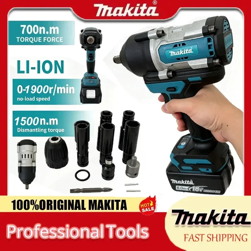 Makita 1500Nm Schlagschrauber mit Aluminiumgehäuse Multifunktionales Lithium-Akku-Werkzeug für Heim-DIY & Autoreparatur