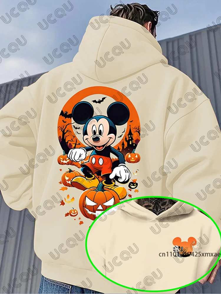 هالوين ديزني ميكي ماوس طباعة الرجال القطن هوديس الخريف الشتاء طويلة الأكمام البلوز عارضة المتضخم للجنسين قمم #6