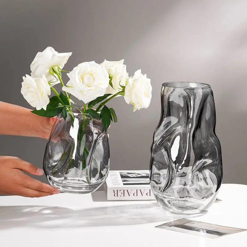 1 Stück Luxuriöse Glasvase Transparente Hydrokultur-Blumenvase Spezielles Formdesign Elegante Dekoration für Wohnzimmer