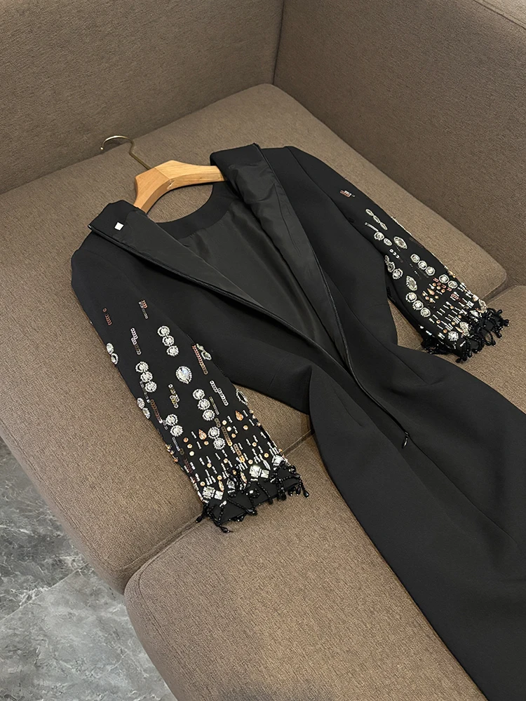 Ele Faion longue Dr lourd embelli diamant coupe ajustée robe de soirée trajet Sle taille moyenne t-shirt fibre d'acétate