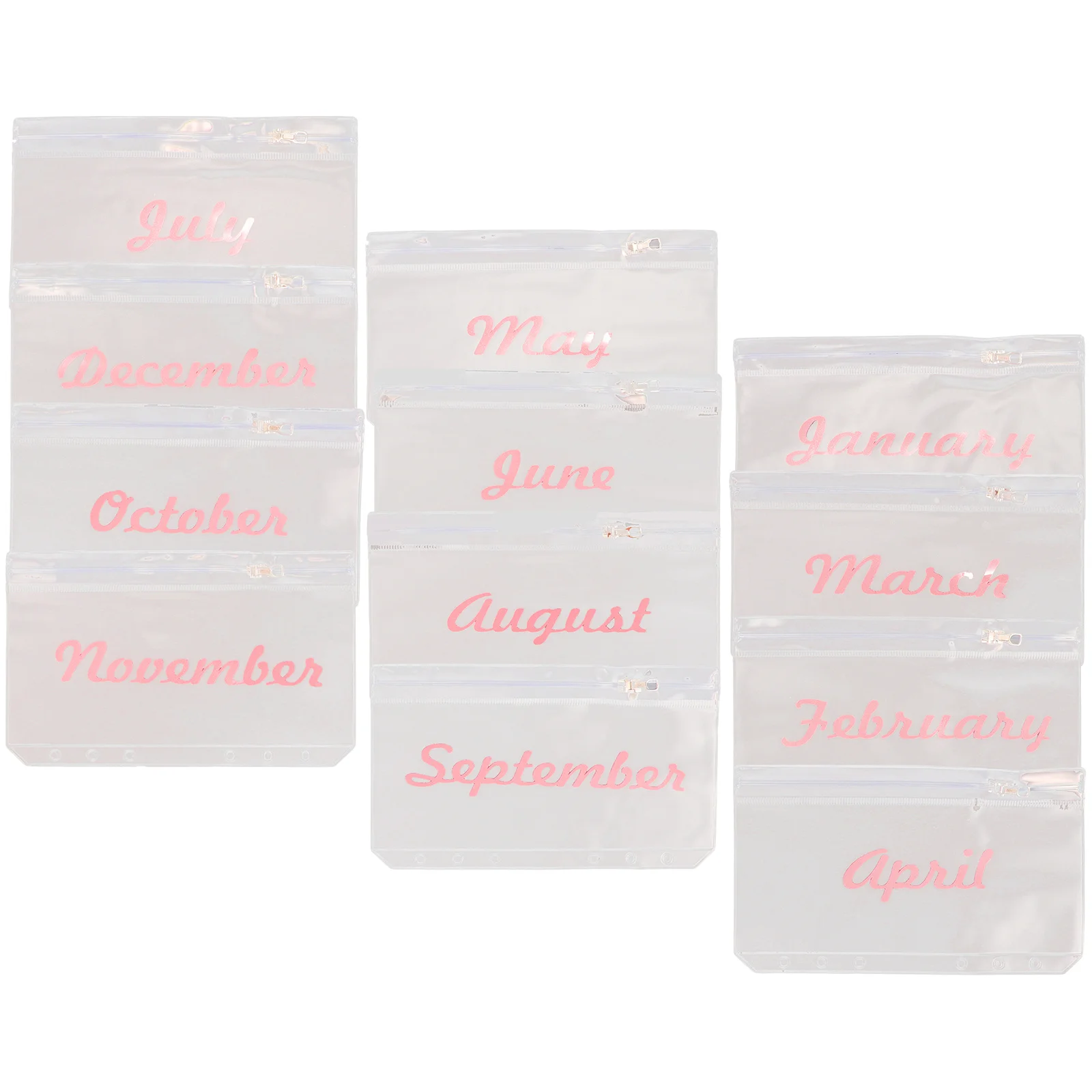 

12pcs Budget Envelope Pouch 6-Hole Binder Pocket For Monthly Financial Planning Document Filing Reusable Plastic Folder