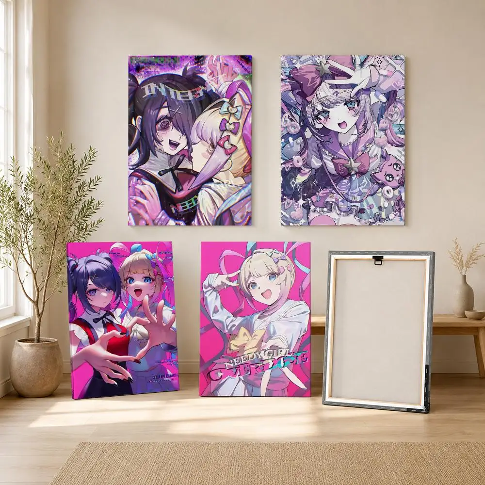 Cyber Anime Game N-Needy Girl Overdose Painting Calligraphy Framed Canvas Wall Art Print | Modern Poster | Home Hallway Decor