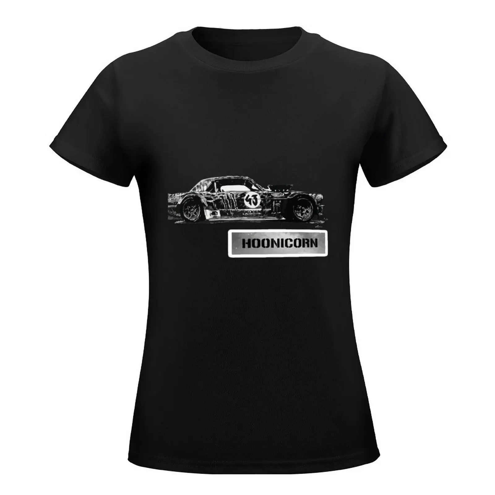 Hoonicorn drawing black and white best gift for drift passionate T-Shirt plus size tops summer top tees Summer Women's clothing