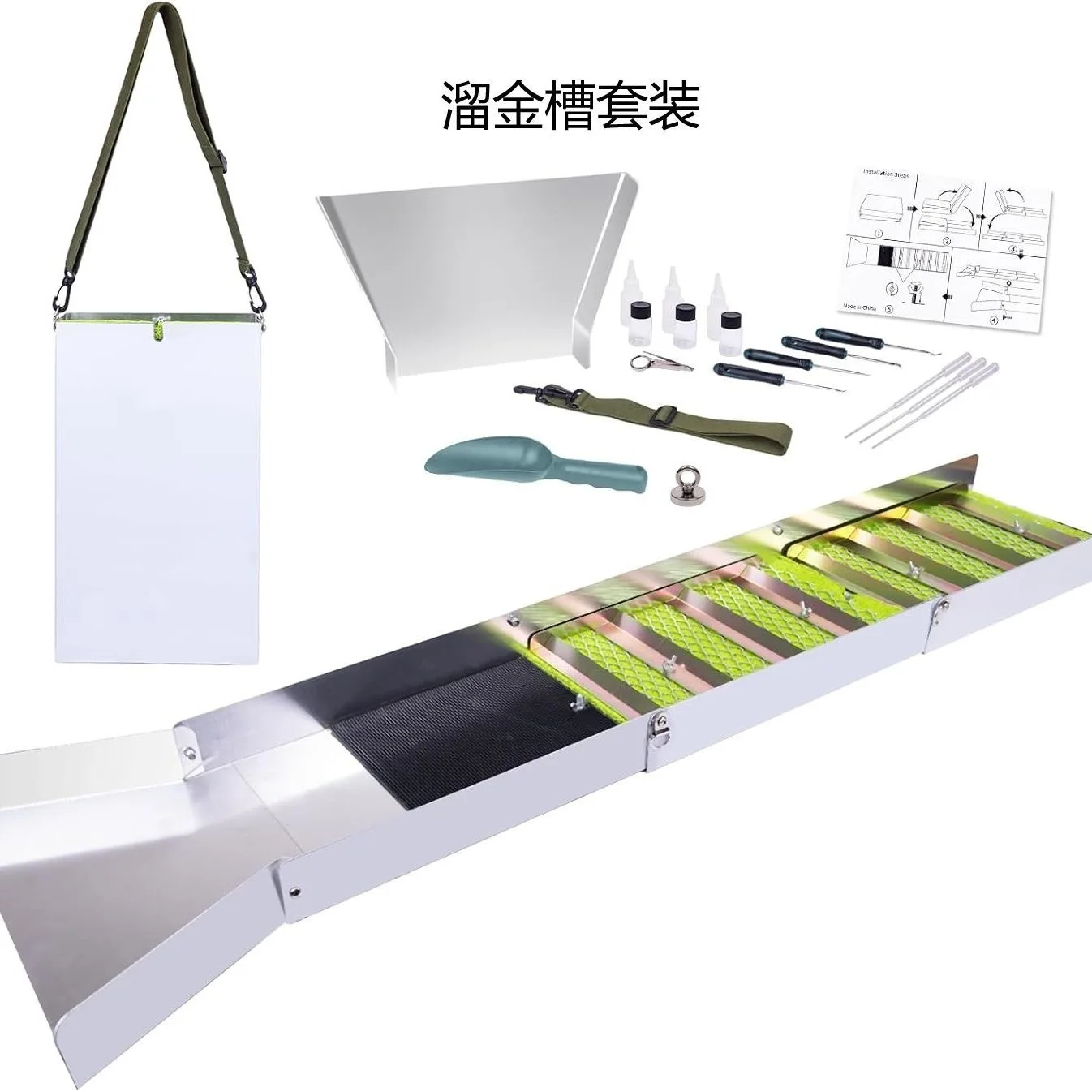 3 SECTION STAINLESS FOLDABLE METAL GOLD RIFFLE PAN RIFFLE