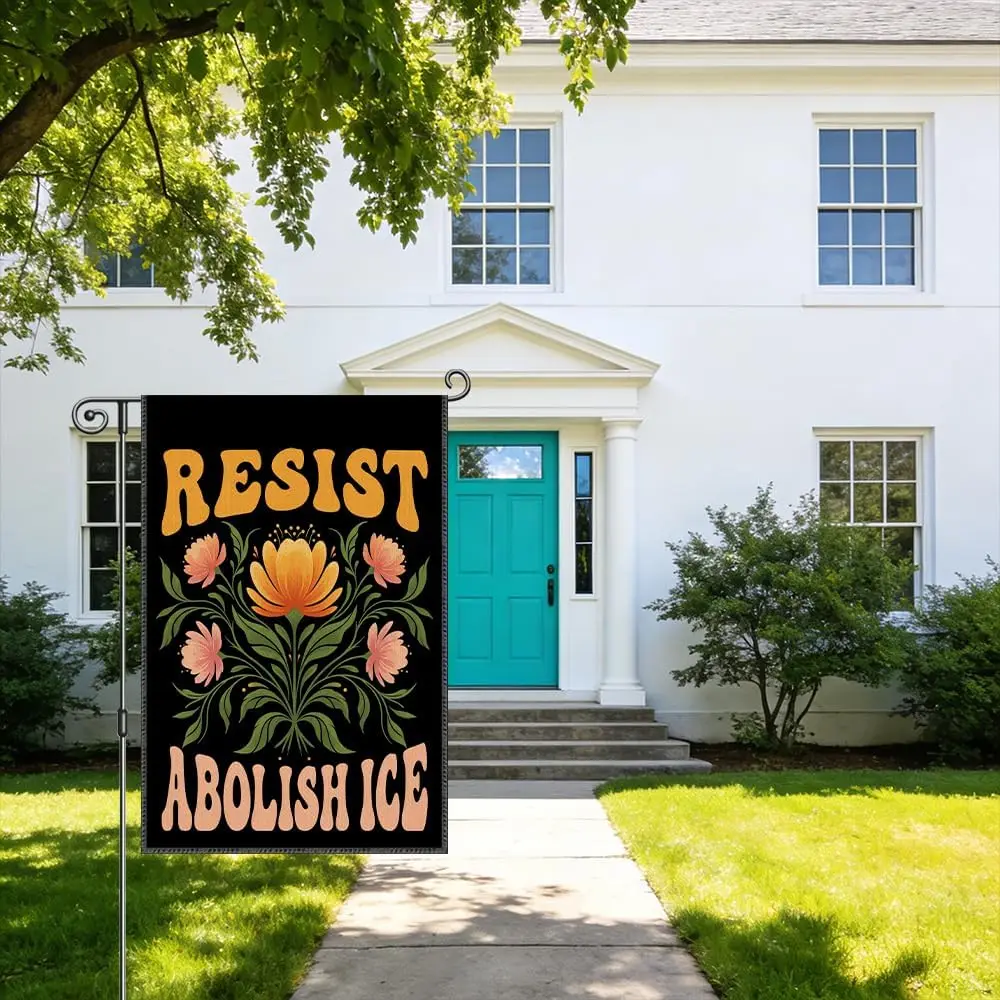 Resist Abolish ICE Double-Sided Political Garden Flag for Outside Decor Parade Yard Sign, Stop Deportations Social Justice O jjp