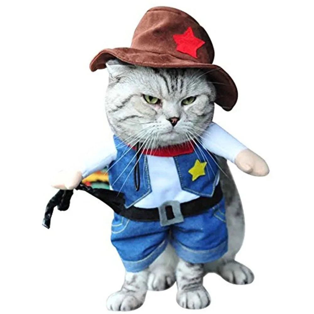 Funny Pet Dog Cat Halloween Costume Dog Cowboy Clothes Pet Dog Costumes for Small Dogs Cosplay Cat Party Accessories