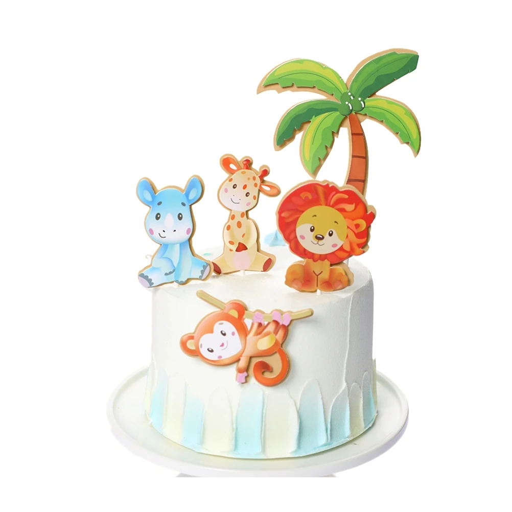 

5 Pcs Topper Picks Cute Monkey Lion Cake Picks Cake Toppers Decorations Birthday Wedding Party Cupcake Reusable