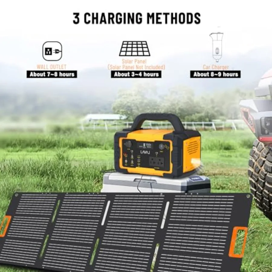 600W Portable Power Station 647Wh Backup Lithium Battery 120V/600W AC Outlet Solar Generator for Home RV Outdoor Camping and Em