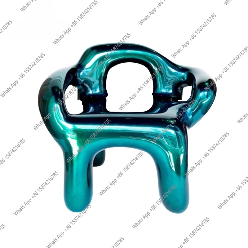 Creative light luxury electroplated blue small chair single small apartment balcony stool simple light luxury chair