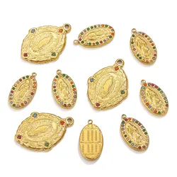 4pcs Stainless Steel Blessed Virgin Mary Charms For Jewelry Making Dangles Pendants DIY Necklace Jewelry Findings Accessories